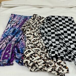 3 Pc No Boundaries Girls Juniors Small Leggings LOVE Checkerboard Leopard LOT